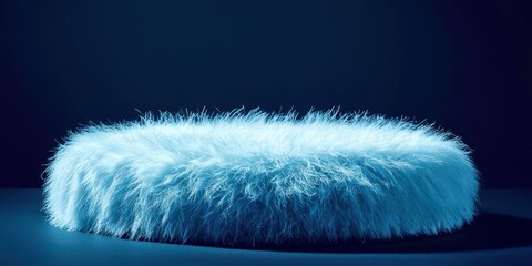 Poster - Fluffy white object is on a black surface
