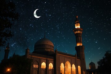 Wall Mural - starlight serenade: a glimmering lantern under a celestial canopy, casting a warm glow on the night 
