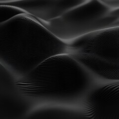 Poster - Black background with smooth wavy lines and futuristic zen patterns in a 3d design