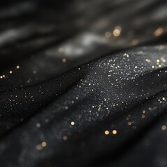 Poster - close up of black cloth with gold glitter and soft focus bokeh background