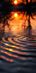 Wall Mural - Water ripple with zen papaya reflecting bright colors in a serene environment