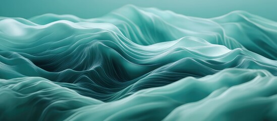 Wall Mural - Abstract Green Waves Background with Fluid Gradient and Softly Flowing Curves in Various Shades of Green Creating a Serene and Dynamic Atmosphere