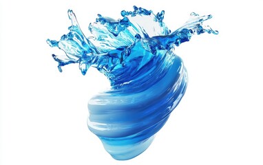 Canvas Print - Deep ocean blue and bright white liquid tornado effect, isolated on white