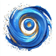 Wall Mural - Electric blue and gold paint burst forming a spiral, isolated on white