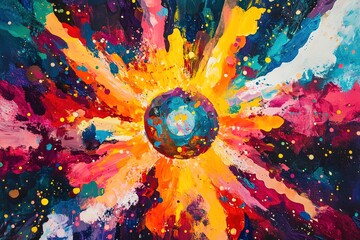 Wall Mural - cosmic kaleidoscope: a vibrant explosion of color and abstract shapes, swirling in a psychedelic uni