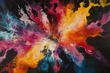 Wall Mural - cosmic kaleidoscope: a vibrant explosion of color and abstract shapes, perfect for backgrounds, webs