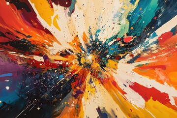 Wall Mural - Cosmic Kaleidoscope: A vibrant explosion of color and abstract shapes, swirling in a universe of imagination. Perfect for backgrounds, designs, and vibrant, energetic projects needing a captivating   