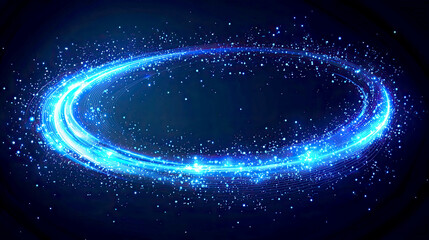 Wall Mural - luminous abstract blue light trails: cosmic energy and sparkle background