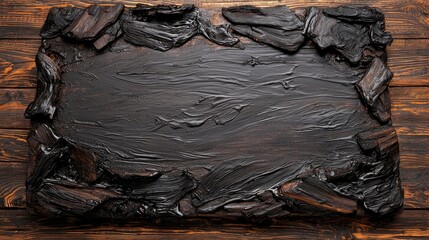 Wall Mural - Dark wood board frame, rustic background, food presentation