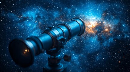 Wall Mural - hyper detailed telescope aiming at a galaxy of business opportunities