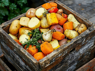 Wall Mural - Compost bin with vegetable scraps