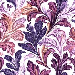 Wall Mural - Floral pattern with purple and pink leaves