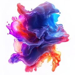 Wall Mural - Galaxy-inspired fluid burst with cosmic colors, isolated on white