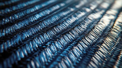 Abstract Blue Fabric Texture: Close-up of Woven Material, Geometric Pattern, Modern Design, Tech Background