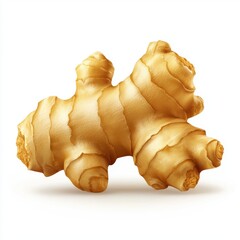 Wall Mural - Ginger root with a knotted structure and spicy fragrance, isolated on white background