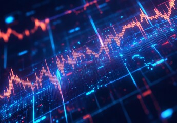 Wall Mural - Digital stock market data analysis, glowing graphs, tech background, financial report