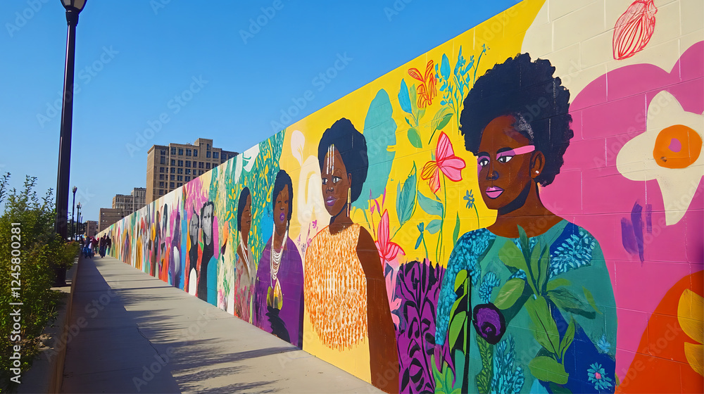 Large mural on a city wall painted during Black Awareness Day ...