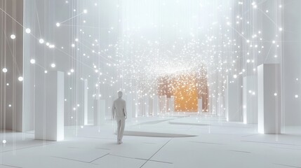 Wall Mural - ethereal light pathway in a futuristic white spacious environment