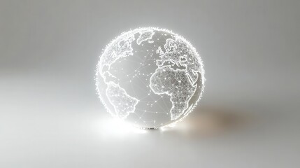 Wall Mural - Transparent globe with glowing network connections on neutral background