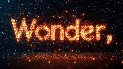 Canvas Print - Fiery Wonder Abstract 3D Render of the Word 