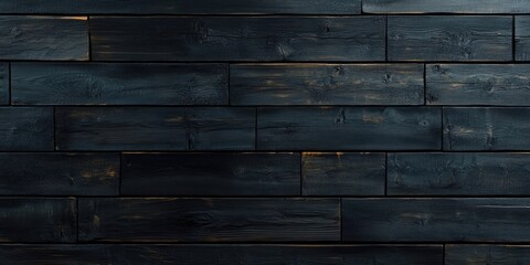 Wall Mural - Dark wooden wallpaper texture background featuring aged black planks with subtle grain and variations positioned horizontally across the image.