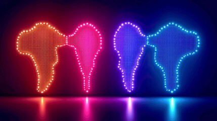 Wall Mural - Neon Light Art: Abstract Glowing Shapes, Vibrant Colors, Futuristic Technology Design.  Perfect for modern and digital backgrounds.