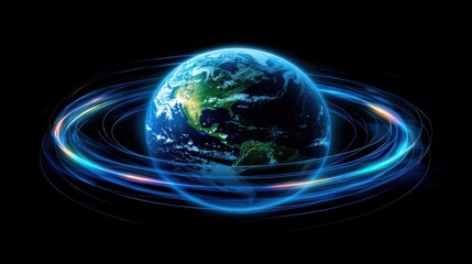 Wall Mural - Vibrant Earth with Dynamic Motion and Light Effects in Space