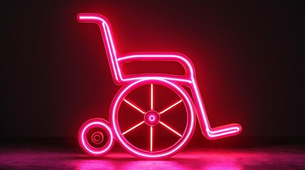 Canvas Print - Neon Wheelchair Symbol Accessibility and Inclusion Concept.