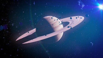 Wall Mural - 
Saturn’s rings and drifting asteroids.

A stunning depiction of Saturn with its iconic rings, surrounded by floating asteroids and rock meteors, illuminated by cosmic light in the vastness of space.
