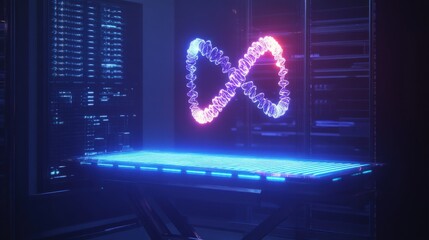 Wall Mural - Futuristic Digital Display with Infinity Symbol in Technology Space