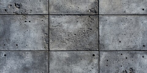 Poster - Gray concrete texture background with uneven surfaces and visible stains arranged in a grid pattern showcasing a rugged industrial appearance.