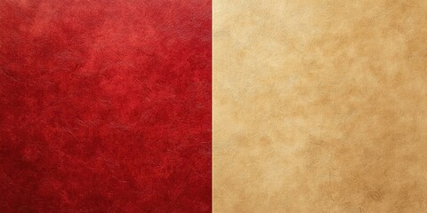 Leinwandbilder - Textured kraft paper backdrop with rich red on the left and soft beige on the right, ideal for mockups and text incorporation in available space.