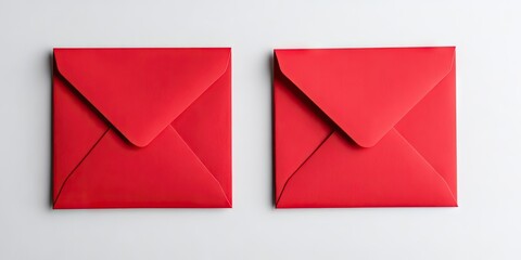 Poster - Red envelopes neatly arranged side by side on a clean white background creating a bold visual contrast highlighting their vibrant color and texture.
