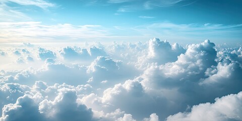 Poster - Vast blue sky with soft white clouds filling the frame creating a serene and tranquil atmosphere ideal for backgrounds and nature themes.