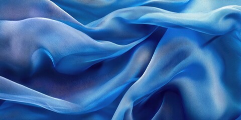 Fototapete - Translucent aquamarine fabric texture with soft wavy patterns in blue and subtle gradients, creating an ethereal and soothing background effect