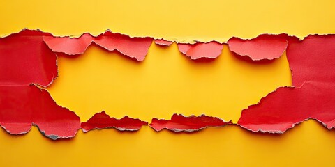 Poster - Torn red paper edges on a vibrant yellow background creating a bold space for text highlighting the concept of local SEO and marketing strategies