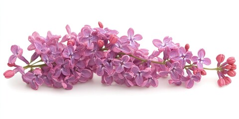 Aufkleber - Delicate lilac flowers in soft purple hues arranged gracefully on a white background showcasing their vibrant petals and intricate details.