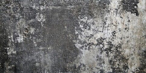 Fototapete - Textured rough cement surface with patches of gray and white, showcasing weathered concrete backdrop with uneven areas and a rustic appearance.