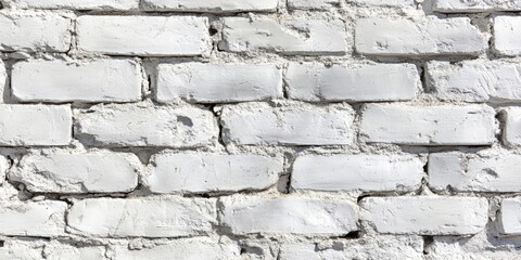 Fototapete - Textured white brick wall background with abstract patterns showcasing rough surfaces and uneven brick layout, ideal for minimalist design projects.