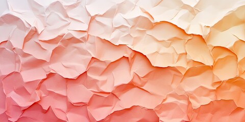 Poster - Textured crumpled paper background in soft pastel hues of peach and cream flowing diagonally to create a beautiful abstract design.