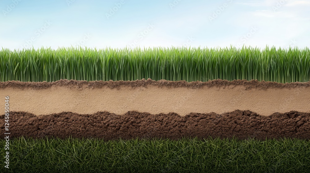 Lush Green Grass Soil Layers Cross Section Nature s Underground World ...