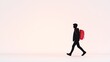 © Mystic - Silhouette of a person walking with a red backpack against a minimalistic background