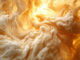 Wall Mural - Yellow and white smoke swirls creating abstract energy patterns in the air with zen influences
