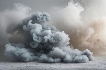 Wall Mural - gray fog smoke effects on light canvas with subtle dust texture design
