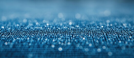 Sticker - Bokeh background with abstract blue glitter and dreamy tones perfect for holiday celebrations featuring blurred dew drops on a textured surface