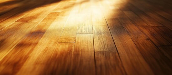Wall Mural - bamboo table surface illuminated by warm sunset light creating a serene abstract texture background 