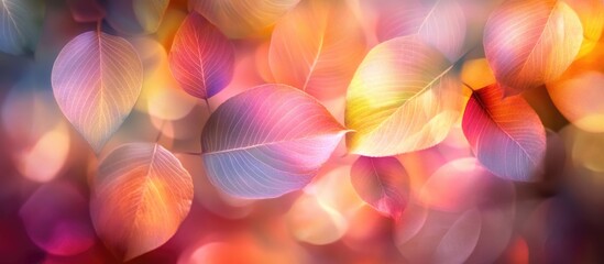 Wall Mural - vibrant abstract leaves background with soft bokeh effects perfect for wallpapers and creative desig