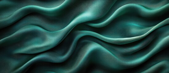 Sticker - Elegant deep green fabric texture with soft waves, ideal for backgrounds and textile design, showcasing rich fabric detailing and movement.