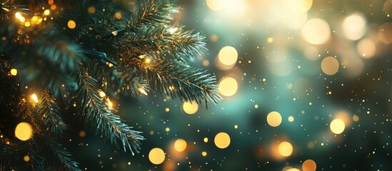 Wall Mural - enchanting green bokeh holiday background with shimmering lights and soft focus for festive seasonal