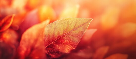 Wall Mural - vibrant close-up of autumn leaves showcasing rich colors and textures suitable for background use in
